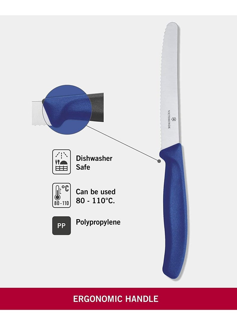 فيكترونوكس فيكتورينكس سكين تقطيع كلاسيكي متعرج 4" برأس منحني مقبض ازرق - Image 2