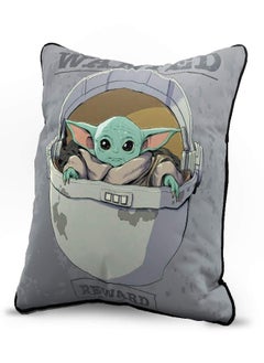 Jay Franco Jay Franco Star Wars The Mandalorian Wanted Reward Decorative Pillow Cover - Throw Pillow Cover Features The Child Baby Yoda Grogu - Kids Super Soft Bedding (Official Star Wars Product)  - Image 1