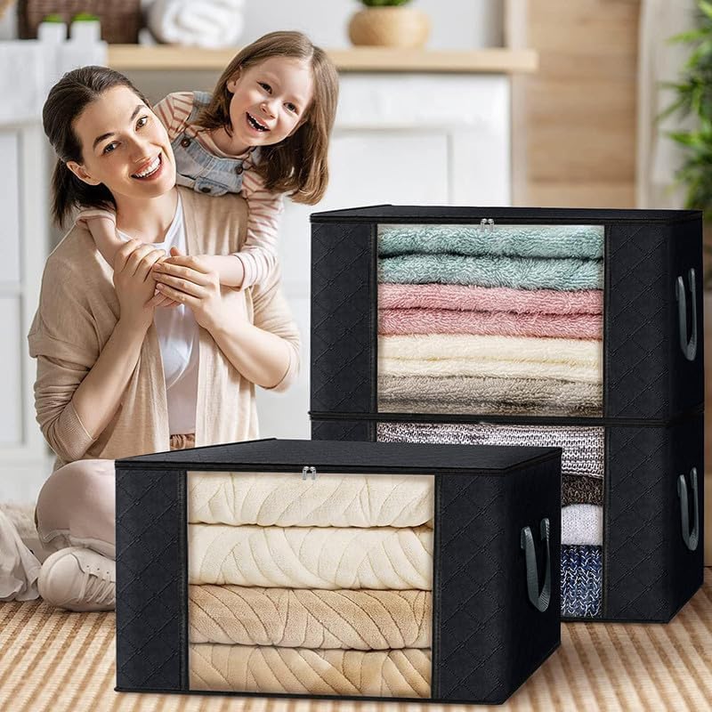 foldable under-bed clothes storage bag, pack of 4,84l - Image 4