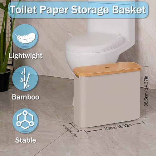 efluky Toilet Paper Basket with Lid Toilet Paper Organizer for Bathroom Free Standing Toilet Paper Holder with Storage Brownbeige - Image 3