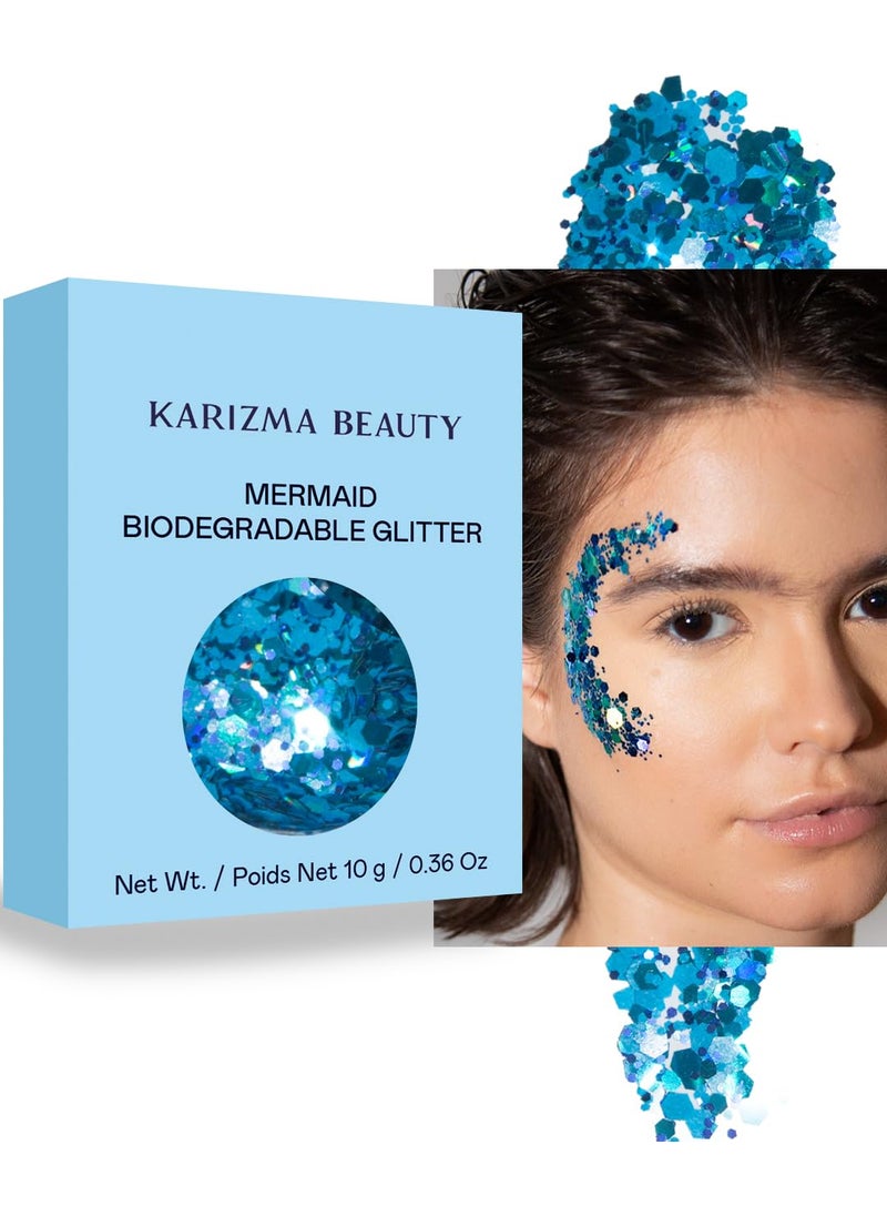 KARIZMA - Mermaid Biodegradable Chunky Glitter // Karizma Beauty Bio Glitter Eco Glitter Face Glitter 10g - Image 1
