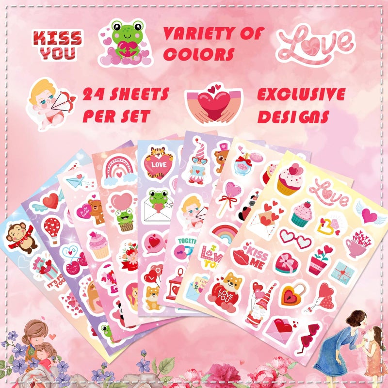 OTAITY Valentine Stickers 405 PCS Love Heart Stickers for Kids, Valentine Party Supplies, Favors, Decorations, Valentines Day Gift Decorations - Image 4