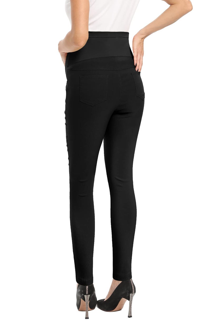 POSHGLAM Women's Maternity Pants Casual Work Pull-on Stretch Comfy Skinny Pregnancy Pants with Pockets(Black, Small) - Image 5