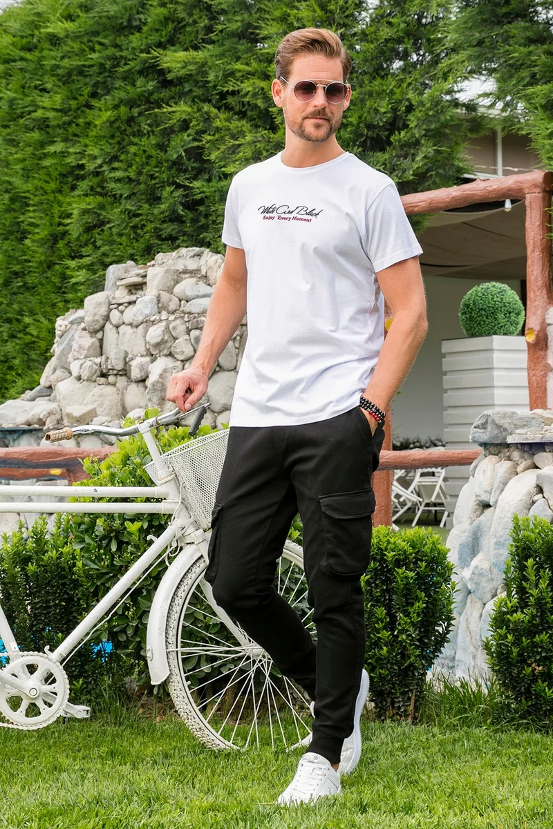 Buratti Text Printed Crew Neck Cotton Slim Fit T Shirt Men's T Shirt 541STORYTELLER