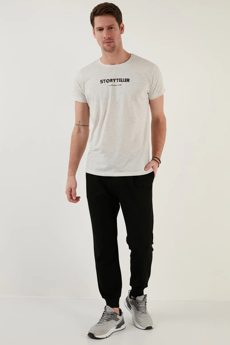 Buratti Text Printed Crew Neck Cotton Slim Fit T Shirt Men's T Shirt 541STORYTELLER