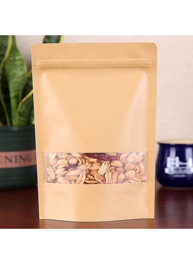 DEERA Stand Up Ziplock Reusable Airtight Kraft Paper Storage Pouch (Brown)(160mmX220mm)(Pack of 50) - Image 2