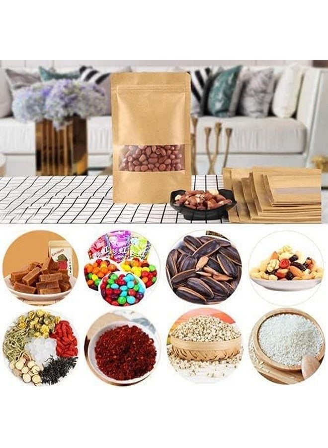 DEERA Stand Up Ziplock Reusable Airtight Kraft Paper Storage Pouch (Brown)(160mmX220mm)(Pack of 50) - Image 4