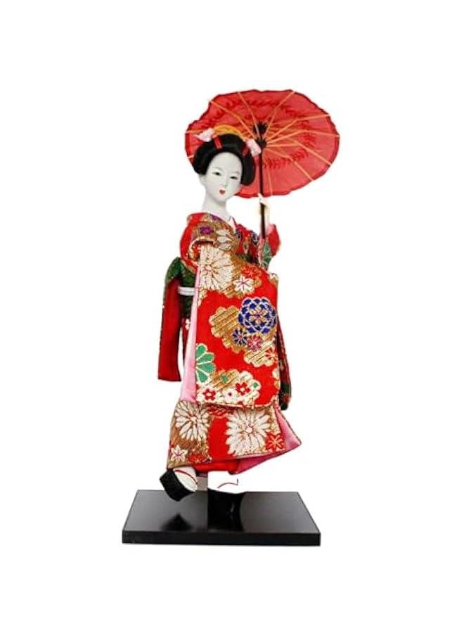 ماركة غير محددة 12 Japanese Geisha, Kimono Dolls, Oriental Doll Traditional Sculpture Ethnic Japanese Geisha Dolls, Girl Statue for Table, Red  - Image 1
