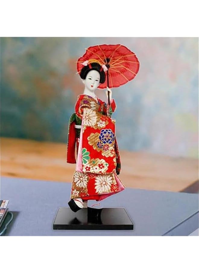 ماركة غير محددة 12 Japanese Geisha, Kimono Dolls, Oriental Doll Traditional Sculpture Ethnic Japanese Geisha Dolls, Girl Statue for Table, Red  - Image 2