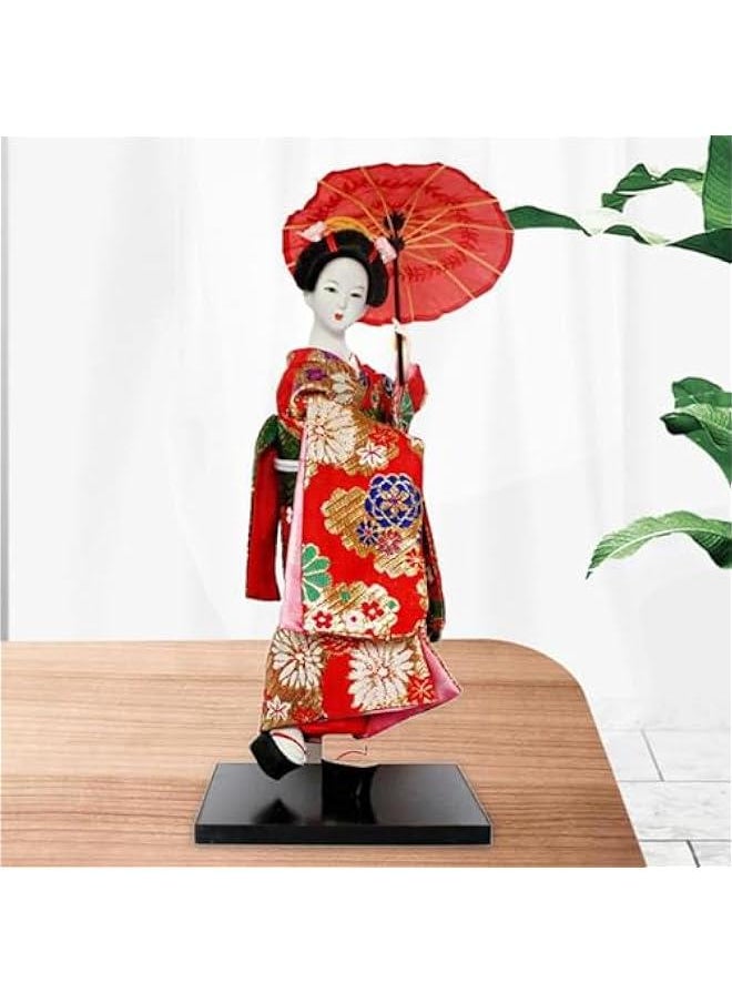 ماركة غير محددة 12 Japanese Geisha, Kimono Dolls, Oriental Doll Traditional Sculpture Ethnic Japanese Geisha Dolls, Girl Statue for Table, Red  - Image 3