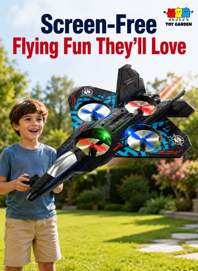 حديقة الألعاب طائرة RC Airplane 2.4 جيجا هرتز بجهاز تحكم عن بعد L0712 كوادكوبتر طائرة مقاتلة عائمة - لعبة طائرة RTF مع أضواء ملونة وشحن USB، مثالية للمبتدئين والأطفال والكبار - Image 1