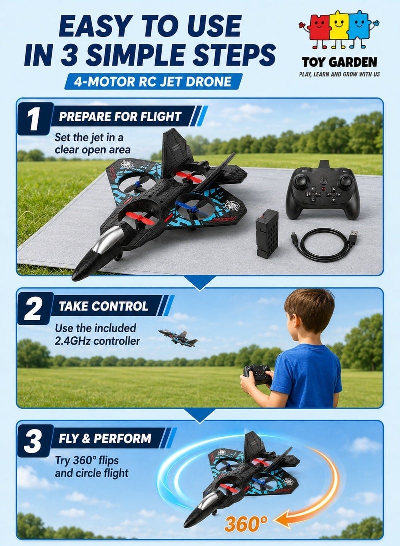 حديقة الألعاب طائرة RC Airplane 2.4 جيجا هرتز بجهاز تحكم عن بعد L0712 كوادكوبتر طائرة مقاتلة عائمة - لعبة طائرة RTF مع أضواء ملونة وشحن USB، مثالية للمبتدئين والأطفال والكبار - Image 5