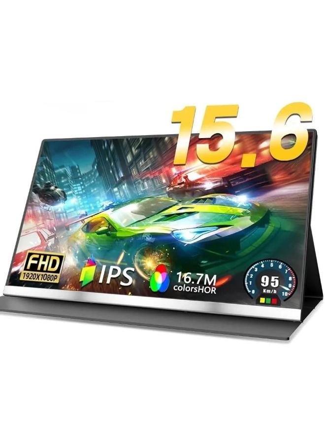 V2COM 15.6 Inch Portable Monitor, 1080P Full HD Display, Ultra-Slim USB-C & Mini HDMI External Monitor, Compatible with Laptop, PC, Mac, PS5, Phone with Case Cover Included