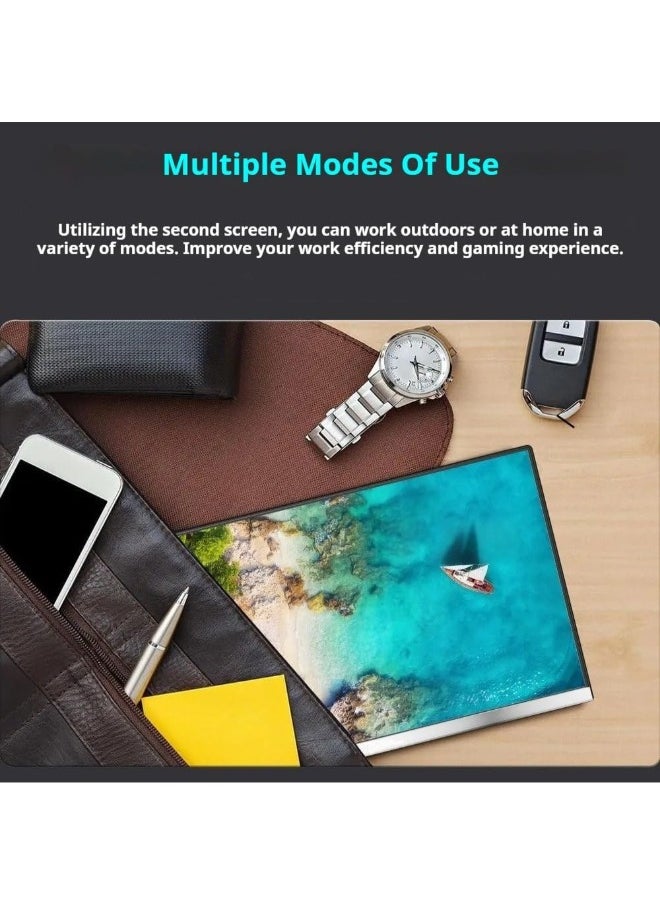 V2COM - V2COM 15.6 Inch Portable Monitor, 1080P Full HD Display, Ultra-Slim USB-C & Mini HDMI External Monitor, Compatible with Laptop, PC, Mac, PS5, Phone with Case Cover Included - Image 1