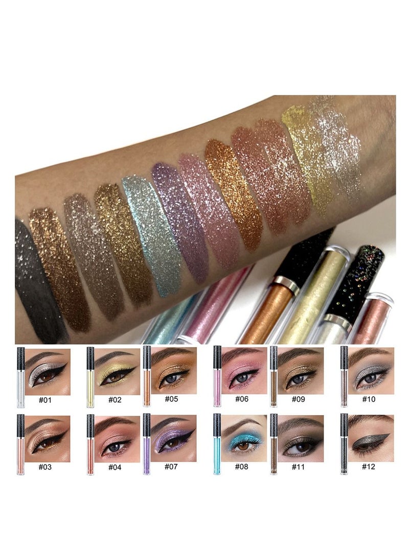 هاندايان مجموعة ظلال عيون سائل لامعة تدوم طويلاً 12 لونًا - Image 3