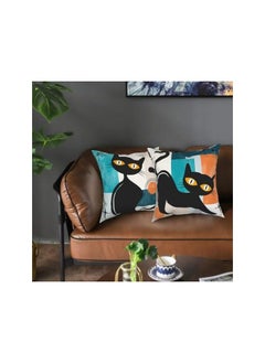 The Bros Black Cat Pillow Cover Mid Century Atomic Cat Cushion Covers Retro Pillows Halloween Throw Pillow Covers 16x16 for Modern Living Room Decor Set of 4  - Image 4