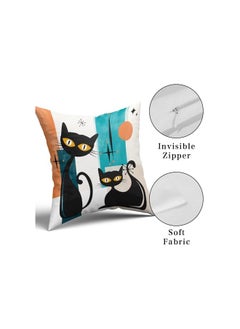 The Bros Black Cat Pillow Cover Mid Century Atomic Cat Cushion Covers Retro Pillows Halloween Throw Pillow Covers 16x16 for Modern Living Room Decor Set of 4  - Image 2