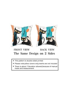 The Bros Black Cat Pillow Cover Mid Century Atomic Cat Cushion Covers Retro Pillows Halloween Throw Pillow Covers 16x16 for Modern Living Room Decor Set of 4  - Image 5