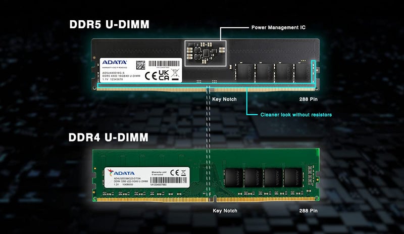 ADATA Premier 16GB 4800MHz U-DIMM DDR5 Desktop Memory, Single RAM Module, Supports Intel & AMD Latest CPU, Intel XMP & AMD Expo, Built in PMIC, On Die ECC, Low Voltage, More Bandwidth - AD5U480016G-S - Image 4