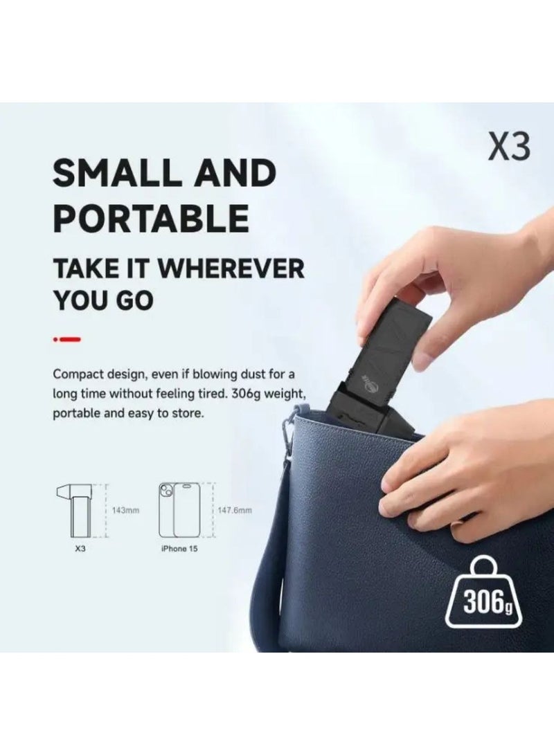 Jet Dry Mini Blower Super Turbo Fan – Portable Handheld Compressed Air Duster with LED Light – USB Rechargeable for Car, PC Cleaning & Inflatables. - Image 3