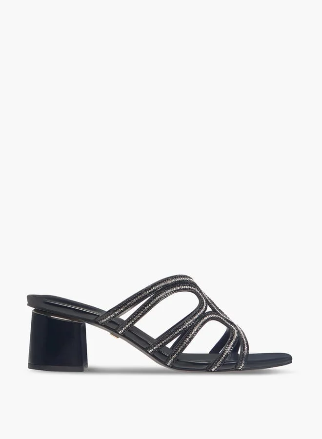 Women's Embellished Slip-On Sandals with Block Heels