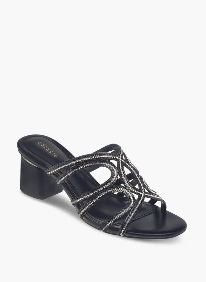 سيليست صنادل نسائية مزينة بكعب بلوك سهل الارتداء