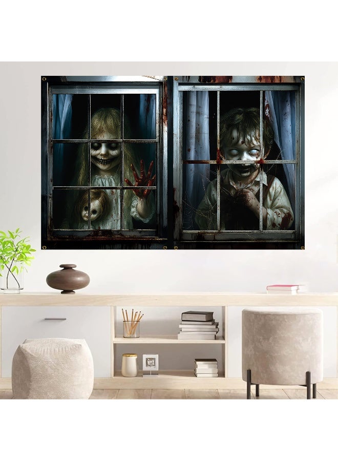 NIBEMINENT Horror Zombie-Themed Halloween Window Stickers - PVC Wall Decor