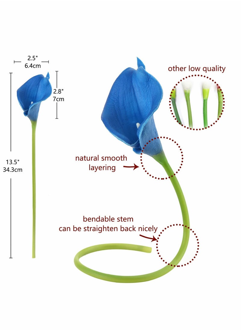 Generic - 10 Pcs Real Touch Blue Calla Lily Bouquet, Artificial Flowers for Home Decor, Wedding Arrangements, and Special Occasions - Beautiful Fake Lilly Flowers. - Image 1