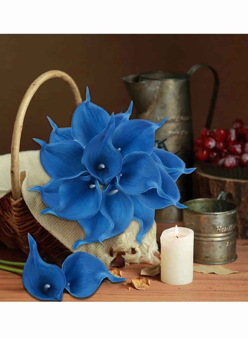 Generic - 10 Pcs Real Touch Blue Calla Lily Bouquet, Artificial Flowers for Home Decor, Wedding Arrangements, and Special Occasions - Beautiful Fake Lilly Flowers. - Image 1