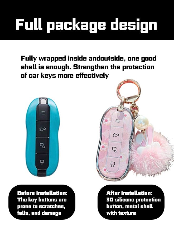 Generic Key protector, a car key protector suitable for Xiaomi su7, high-grade, female key chain, 2024, pink rabbit hair key chain. goodcar - Image 5