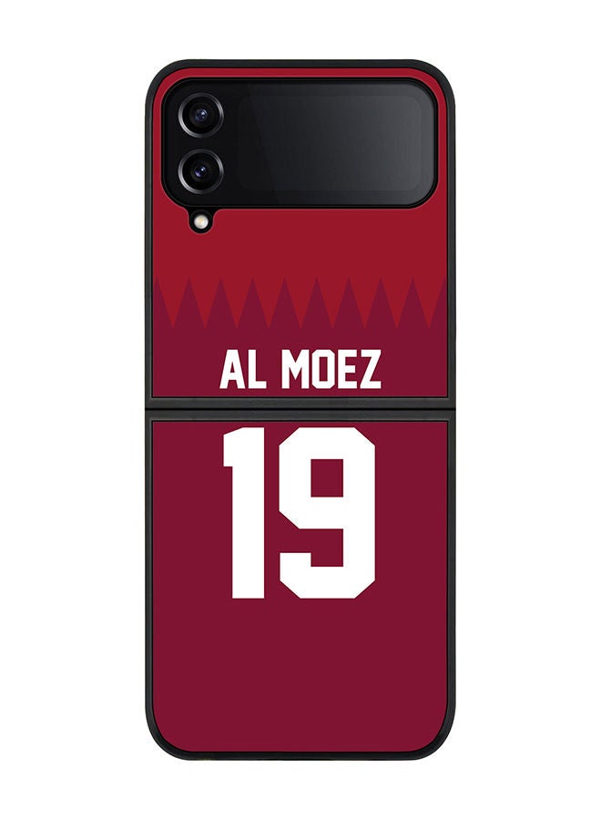 Stylizedd Rugged Black edge case for Samsung Galaxy Z Flip4 Slim fit Soft Case Flexible Rubber Edges Anti Drop TPU Gel Thin Cover - Football Team - Qatar Player Name - Al Moez - Image 1