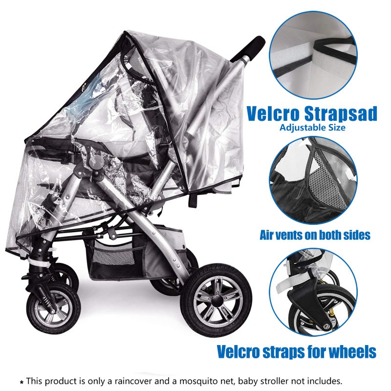 Vaxaape Stroller Rain Cover,Universal Stroller Accessory,Waterproof, Windproof Protection,Protect from Dust Snow,Baby Travel Weather Shield - Image 3