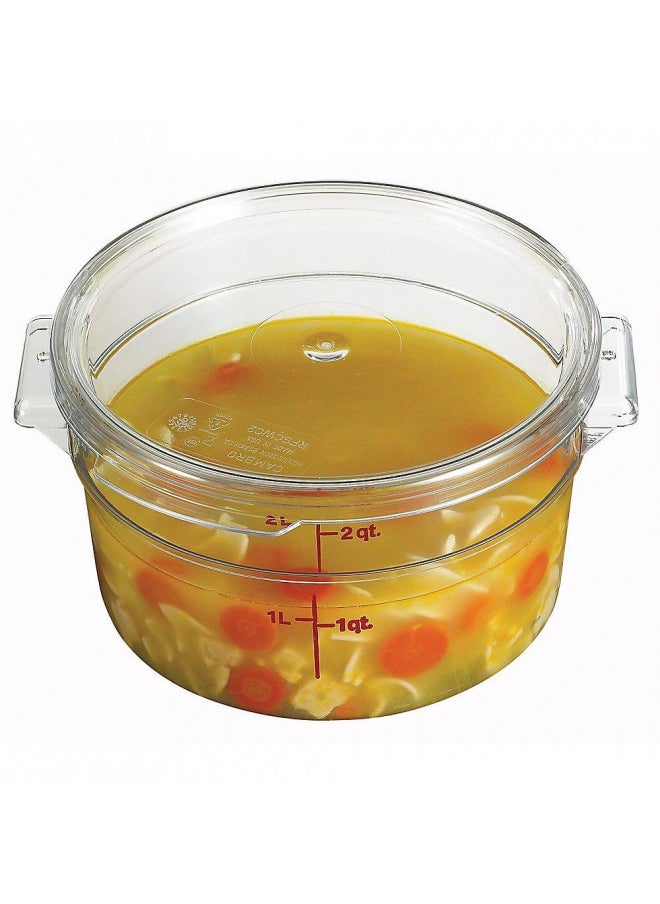 Cambro - Cambro RFSCW2135 Camwear 2-Quart Round Food Storage Container, Polycarbonate, Clear, NSF, Pack of 12 - Image 1