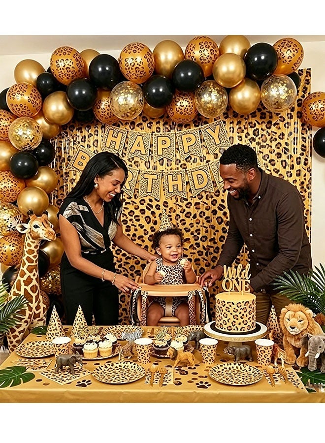 Happy D 2-piece Cheetah Print Birthday Decorations, Leopard Print Party Decorations, Jungle Safari Bachelorette Foil Backdrop 3.3 × 6.1 M Thickened Tassel Curtain, Suitable for Photo Booths and Party Entrances - Image 5