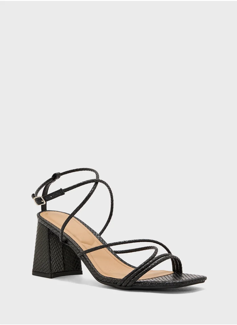 ترافل من نمشي Flaire Block Heel Multi Strap Ankle Strap Block Heel Sandal