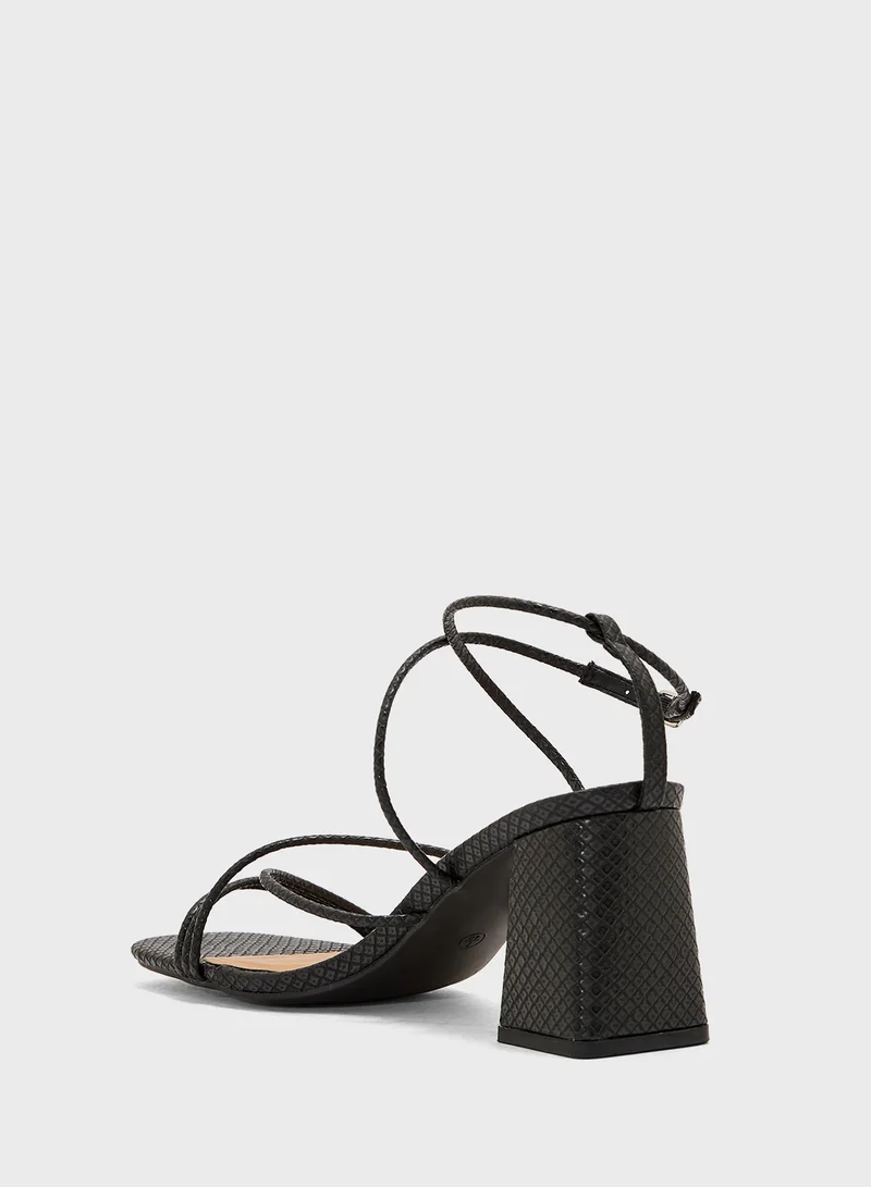 Truffle Flaire Block Heel Multi Strap Ankle Strap Block Heel Sandal