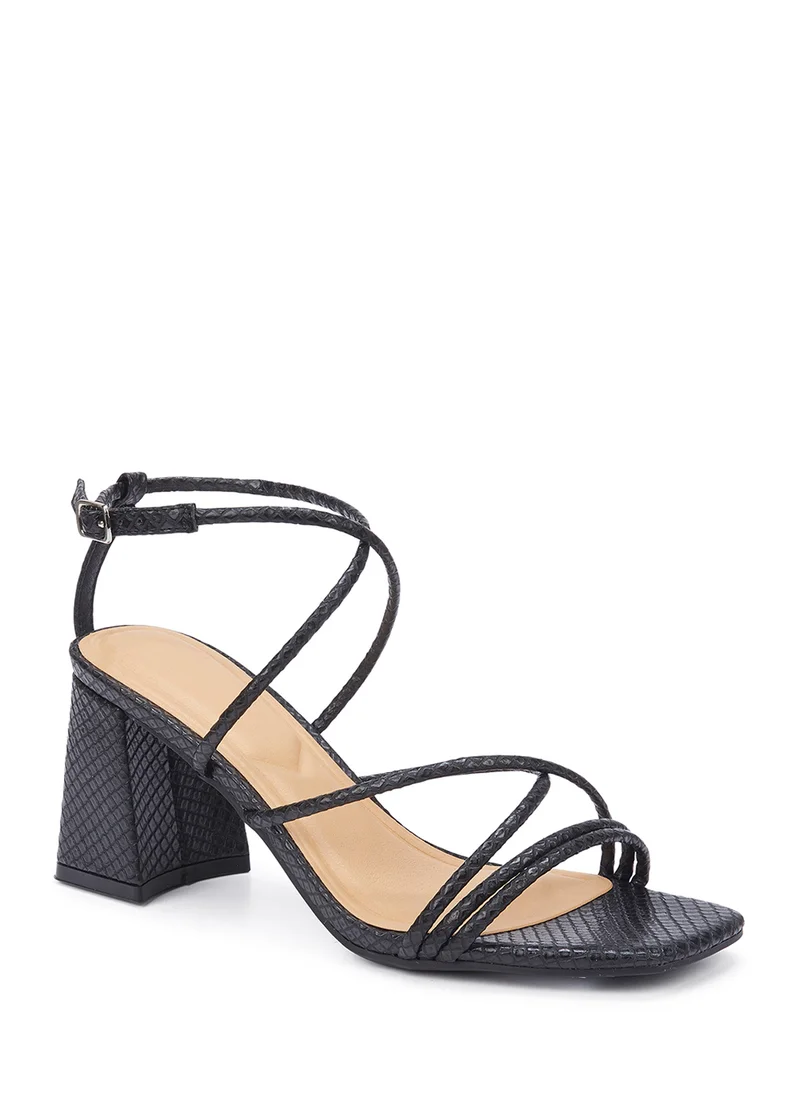 ترافل من نمشي Flaire Block Heel Multi Strap Ankle Strap Block Heel Sandal