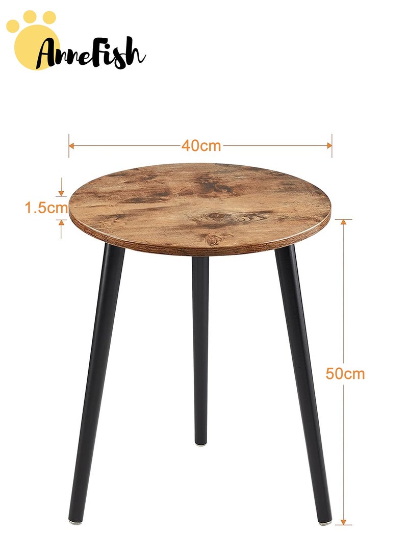 AnneFish - 2pcs Side Service Round Table Set of 2 Small End Tables Accent Table Round Coffee Table Wood Rustic Nightstand Bedside Table Outdoor Side Table Living Room Bedroom Balcony - Image 1