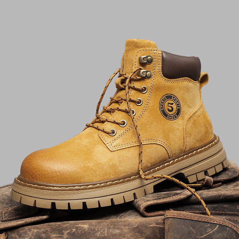 Martin Boots Couple Style Classic Popular Yellow Boots Women'S Genuine Leather High-Top Thick-Soled Height-Increasing Casual Versatile Men'S Boots - Image 2