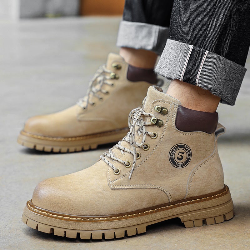 Martin Boots Couple Style Classic Popular Yellow Boots Women'S Genuine Leather High-Top Thick-Soled Height-Increasing Casual Versatile Men'S Boots - Image 5