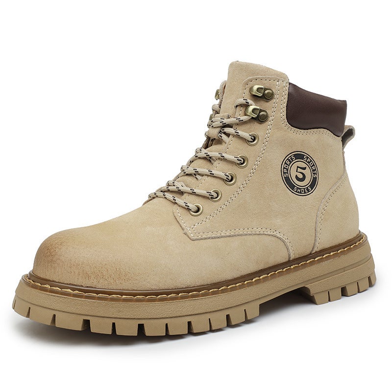 Martin Boots Couple Style Classic Popular Yellow Boots Women'S Genuine Leather High-Top Thick-Soled Height-Increasing Casual Versatile Men'S Boots - Image 1