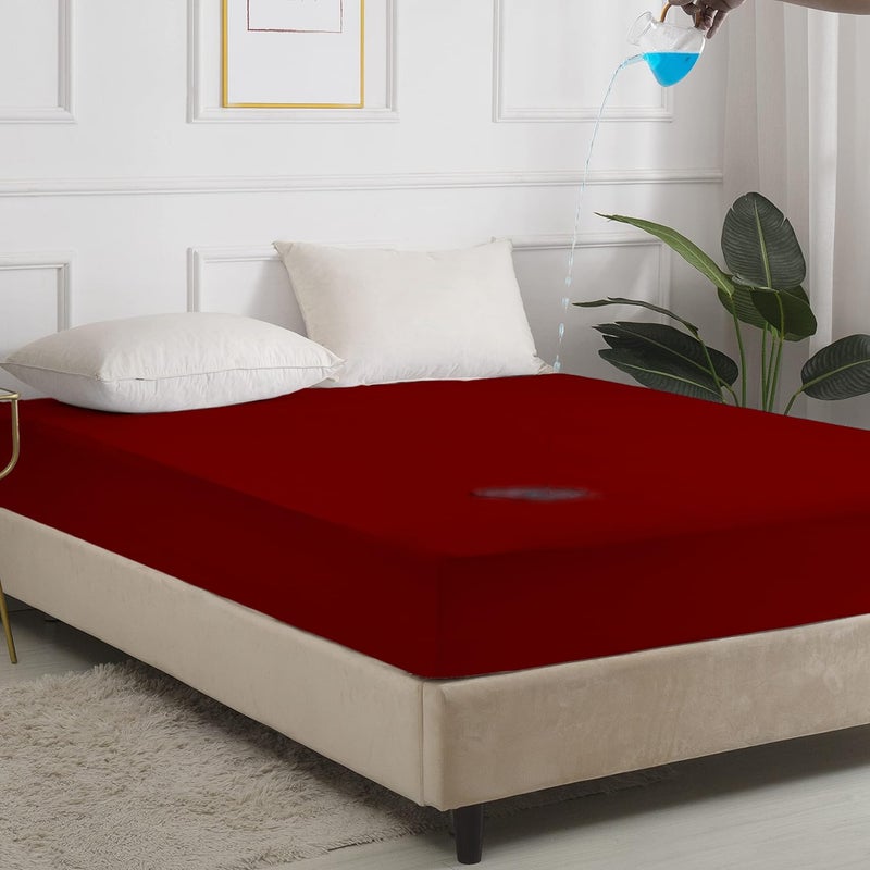 Make Bed Waterproof Ultra Soft Terry Mattress Protector Single size Breathable Hypoallergenic Noiseless Ultra Soft Fitted Bed Protector 36x78 inch MattressBed Cover Single 36 78 Maroon - Image 1
