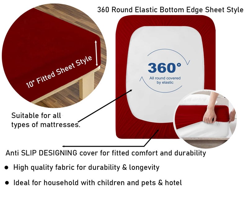 Make Bed Waterproof Ultra Soft Terry Mattress Protector Single size Breathable Hypoallergenic Noiseless Ultra Soft Fitted Bed Protector 36x78 inch MattressBed Cover Single 36 78 Maroon - Image 2