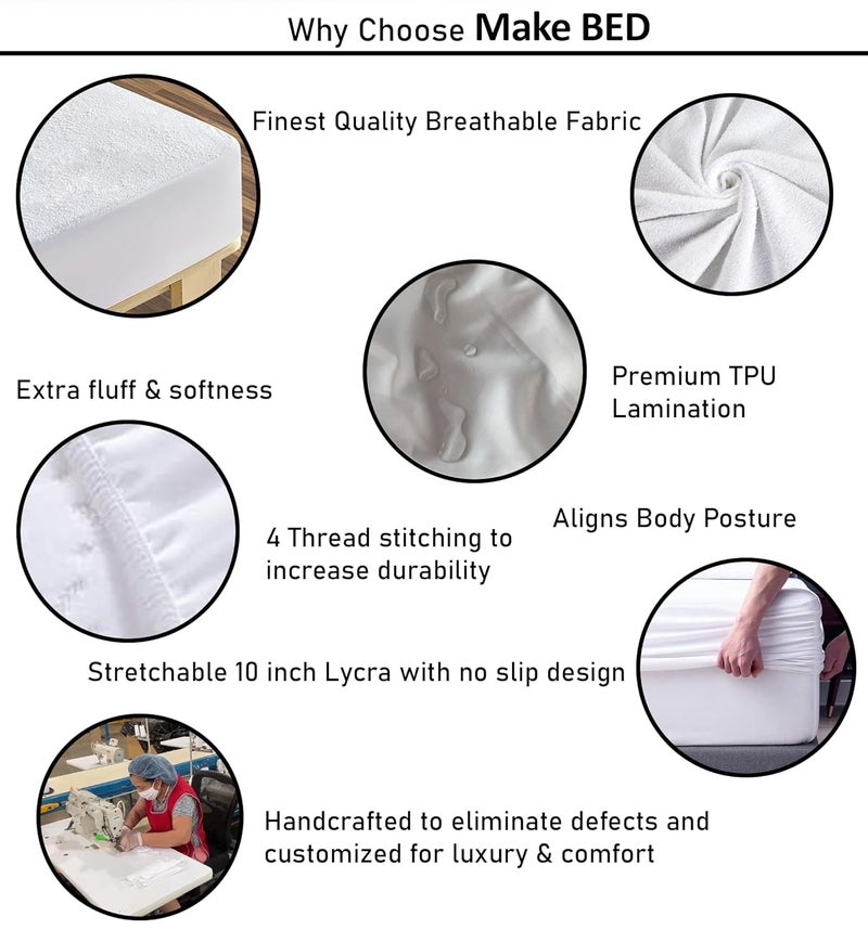 Make Bed Waterproof Ultra Soft Terry Mattress Protector Single size Breathable Hypoallergenic Noiseless Ultra Soft Fitted Bed Protector 36x78 inch MattressBed Cover Single 36 78 Maroon - Image 4