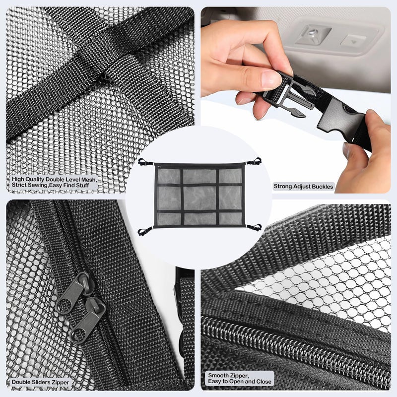 HOZOMT SUV Ceiling Cargo Net, Trunk Organizer, Car Roof Storage, Truck Netting, Van Interior Accessories, Double-Layer Mesh Camping Essentials - Image 5