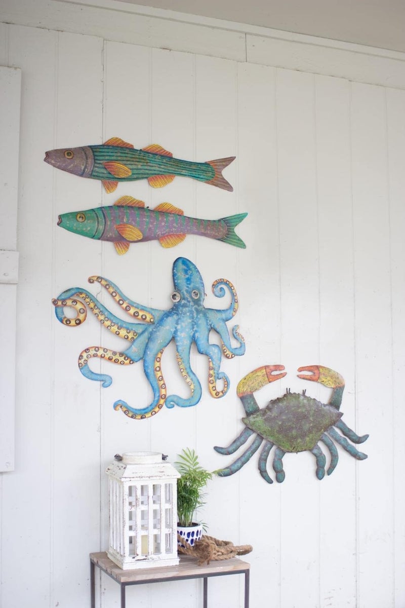 KALALOU A5650 Hand Hammered Recycled Metal Octopus Wall Hanging One Size Multicolored 2800 x 3200