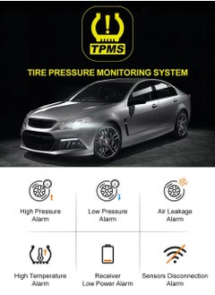 RECTO Tire Pressure Monitoring System, Wireless TPMS Tire Pressure Monitor System with Solar Charger, TPMS with 4 tire Pressure Sensors & 6 Alarm Modes(0-87 PSI)  - Image 2