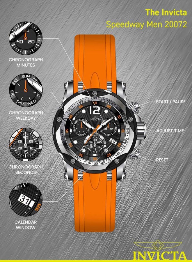 Invicta Men's 20072 Speedway Analog Display Swiss Quartz Orange Watch, Stainless Steel, Quartz Movement - Image 4