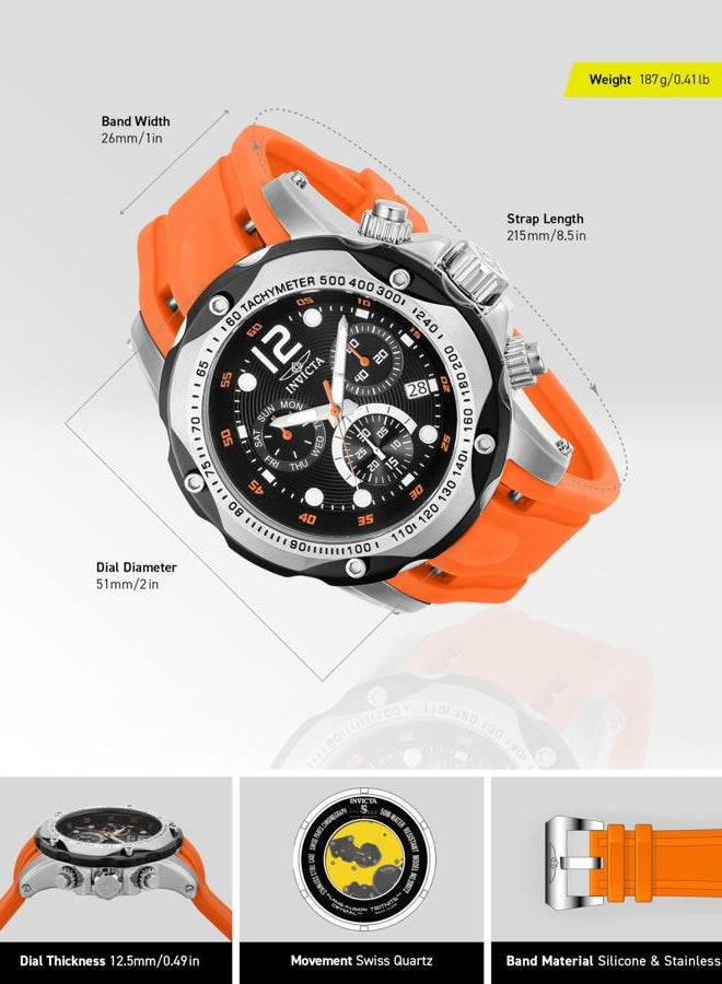 Invicta Men's 20072 Speedway Analog Display Swiss Quartz Orange Watch, Stainless Steel, Quartz Movement - Image 3