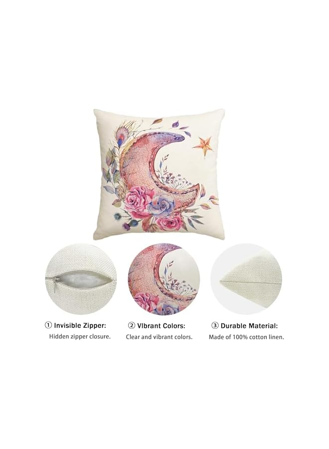 The Bros Ramadan Mubarak Pillow Covers, 18x18'' Moon Printing Throw Pillow Covers Double Sided, Eid Mubarak Throw Pillow Case Ramadan Decorations for Home Party Decoration, 4Pcs - Image 3
